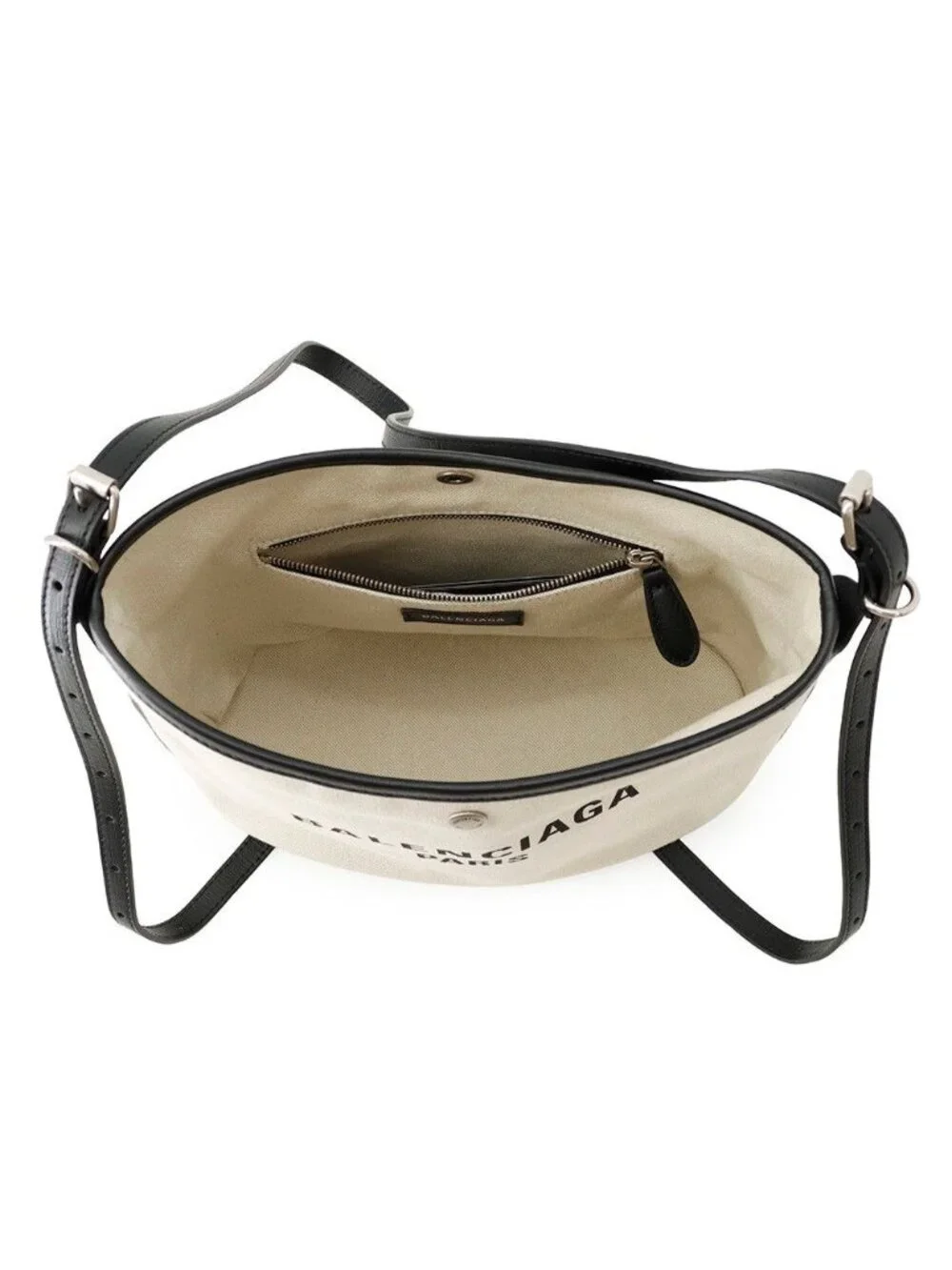 Balenciaga Shoulder Bag Biarritz Small Canvas Leather Black